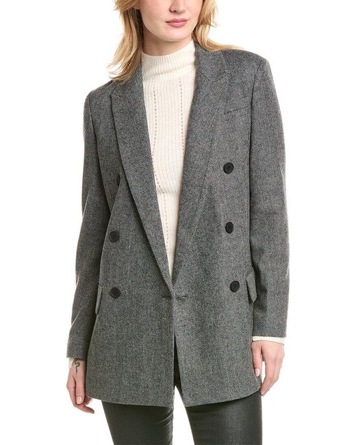 AllSaints Gray Astrid Herri Wool-blend Blazer