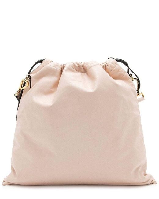 Fendi Natural Pink Leather Nappa Drawstring Medium Shoulder Bag (authentic Pre-loved)