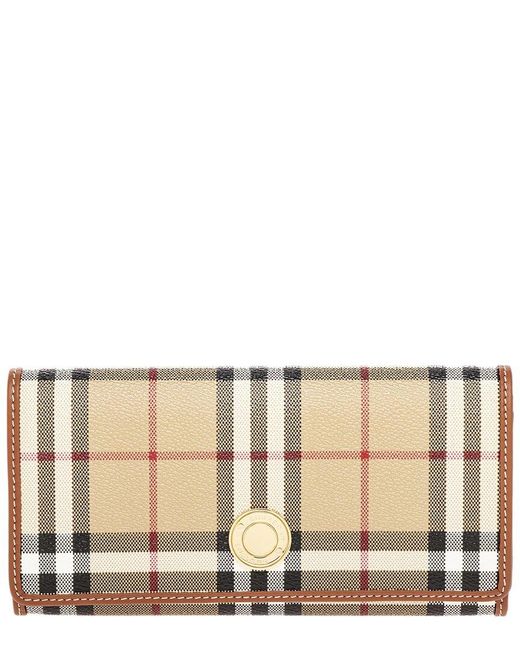 Burberry Natural Check E-canvas & Leather Continental Wallet