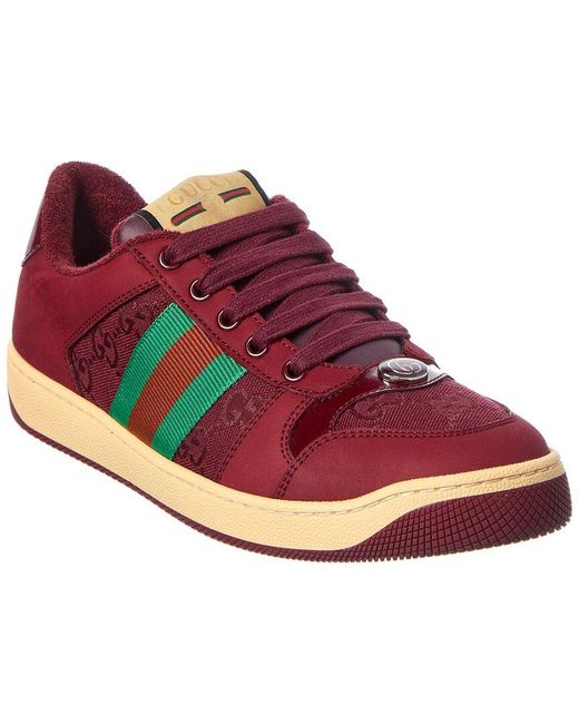 Gucci Red Screener GG Canvas & Leather Sneaker for men