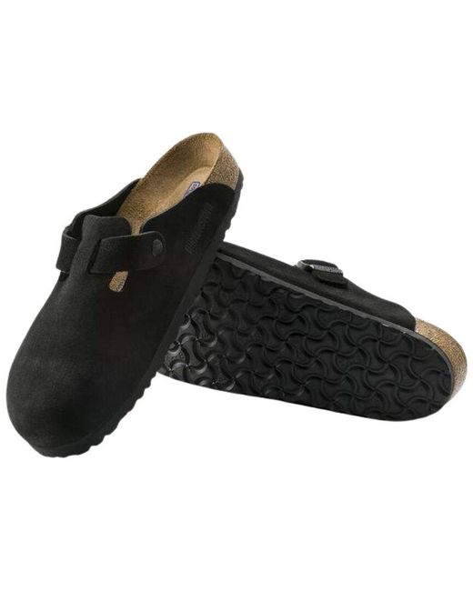 Birkenstock Black Boston Soft Footbed Suede Sandal