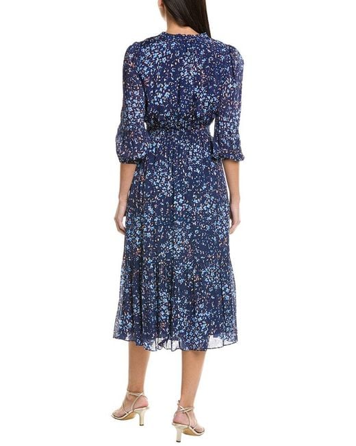 Shoshanna Blue Jaxon Midi Dress