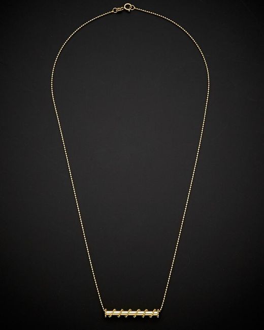 Italian Gold Black 14k Horizontal Tube Necklace