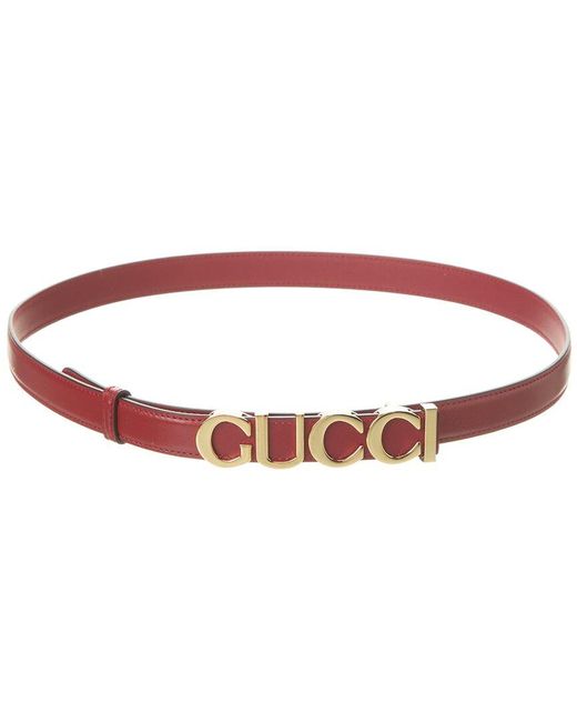 Gucci Red Buckle Thin Leather Belt
