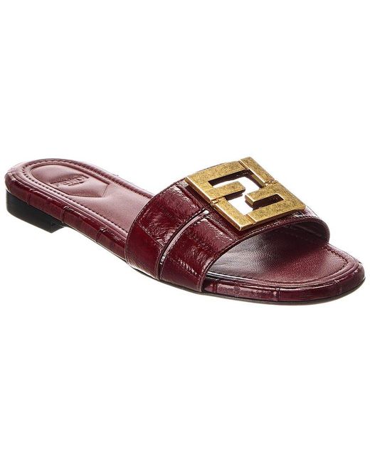 Fendi Red Ffold Leather Sandal