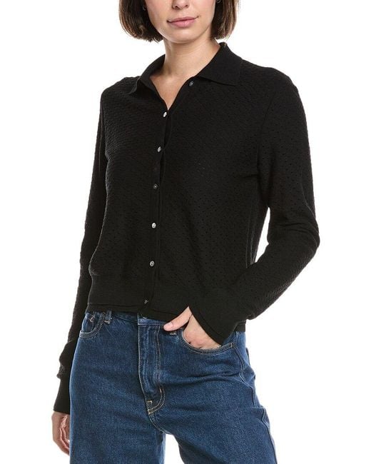 Vince Black Double Layer Mesh Cardigan