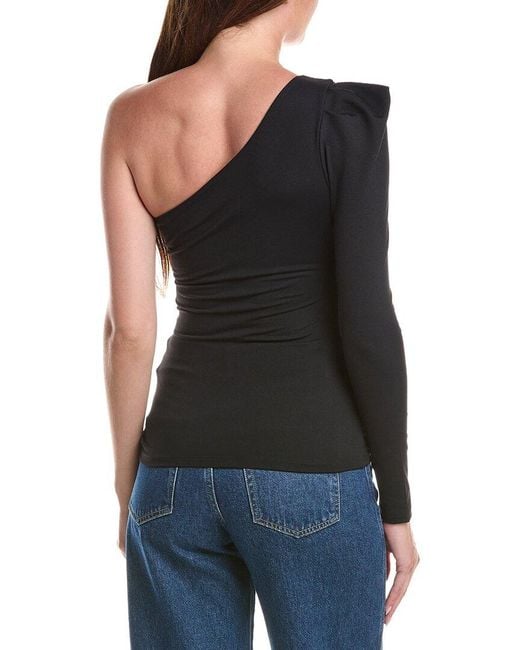 Susana Monaco Black Pleated One-Shoulder Top