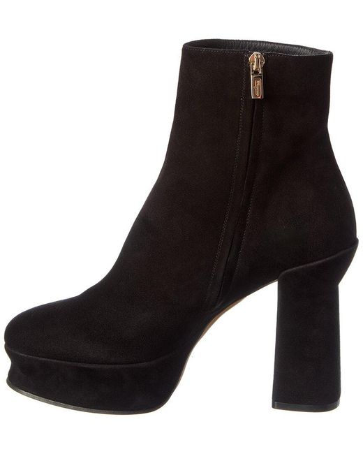 Ferragamo Black Standard Suede Platform Bootie