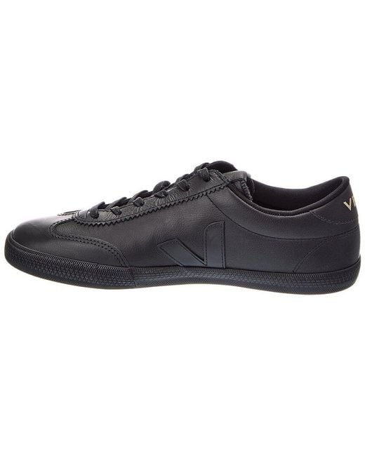 Veja Black Volley Signature Leather Sneaker for men