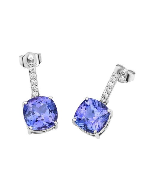 Diana M Blue Fine Jewelry 14k 5.64 Ct. Tw. Diamond & Tanzanite Dangle Earrings