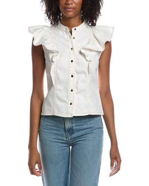Current/Elliott Blue Mandarin Collar Vest