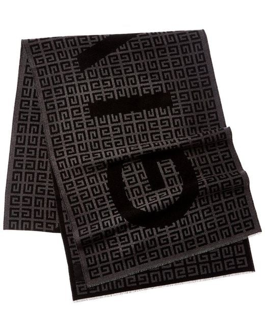 Givenchy Logo 4g Wool & Silk-blend Scarf in Black for Men | Lyst