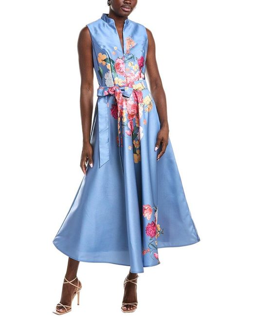Rene Ruiz Blue Tie Waist Gown