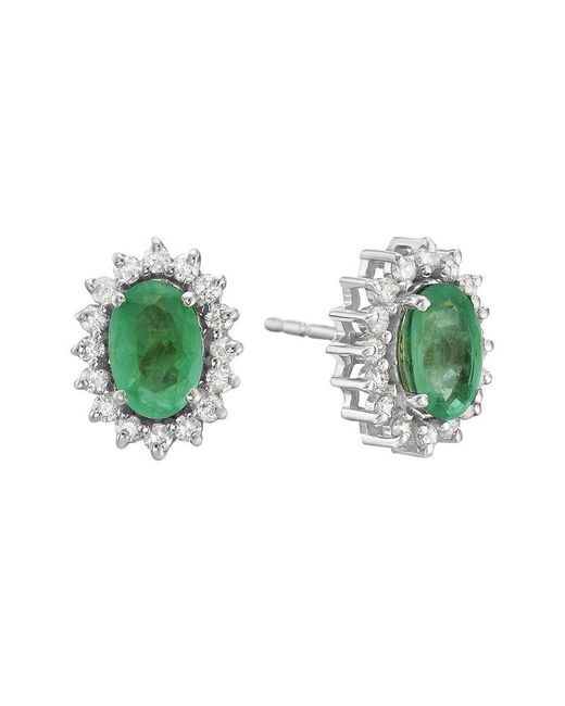 Forever Creations USA Inc. Green Forever Creations 14k 1.10 Ct. Tw. Diamond & Emerald Earrings