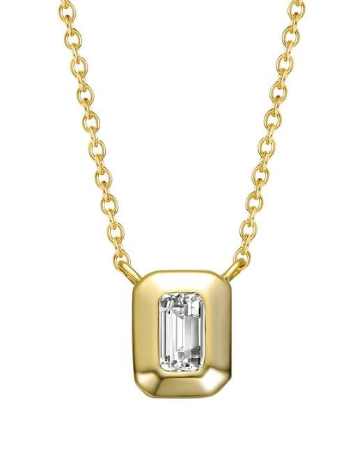 Genevive Jewelry Metallic 14k Over Silver Cz Pendant Necklace