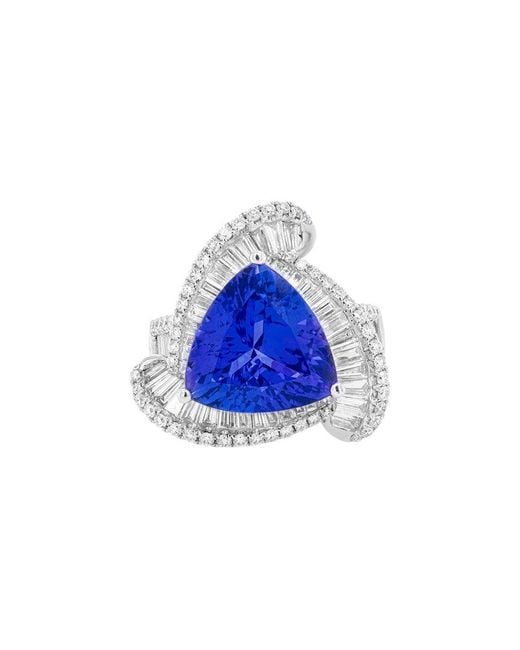 Diana M Blue Fine Jewelry 18k 10.39 Ct. Tw. Diamond & Tanzanite Half-eternity Ring