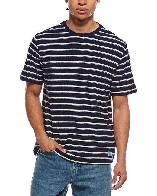 Scotch & Soda Blue Textured Stripe T-Shirt for men