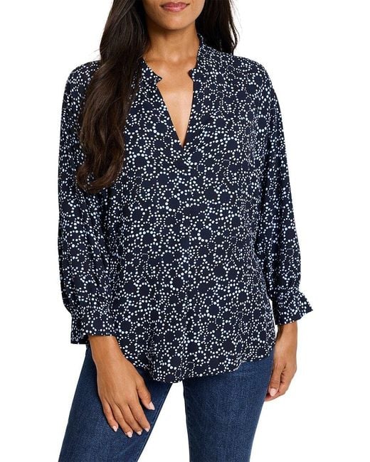 NIC+ZOE Blue Nic + Zoe Pearl Garden Cinch Top