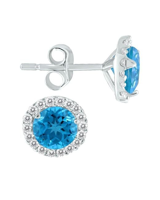 Gemstones Blue Gem Spark 14K 1.17 Ct. Tw. Diamond Topaz Studs