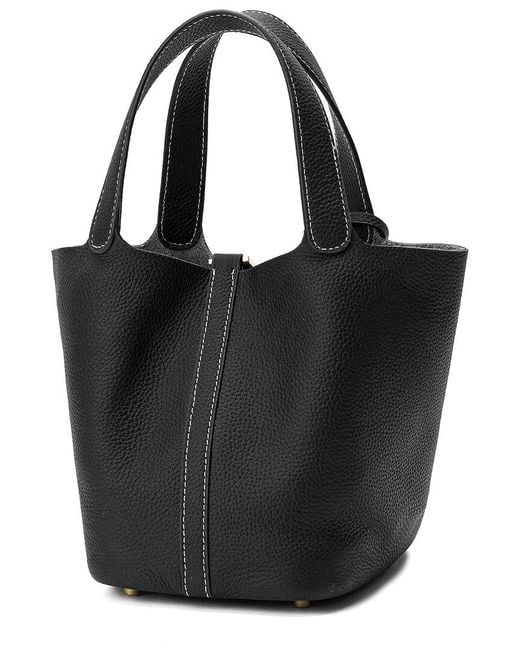Tiffany & Fred Paris Black Leather Satchel