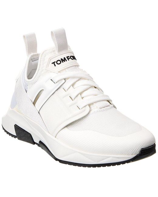 Tom Ford White Suede-trim Sneaker for men