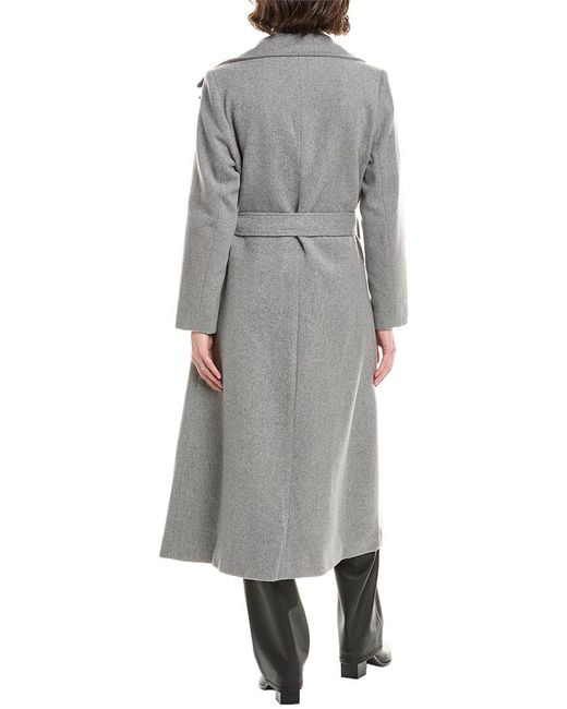 Pascale La Mode Gray Long Wool-blend Trench Coat