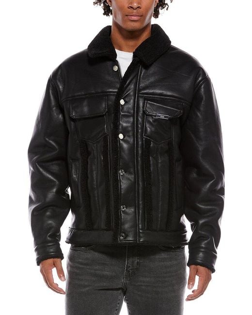 RTA Black Danny Leather Jacket for men
