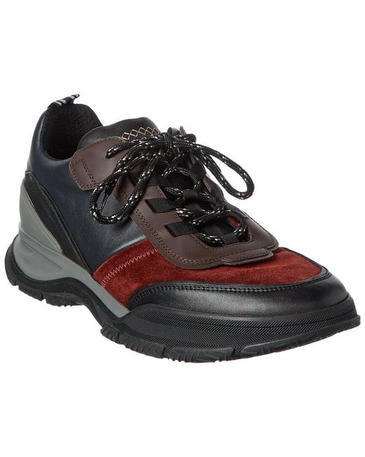 Brioni Black Crossing Leather & Suede Low-top Sneaker for men