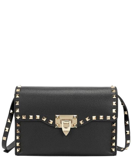 Tiffany & Fred Paris Black Studded Leather Crossbody Flap Bag