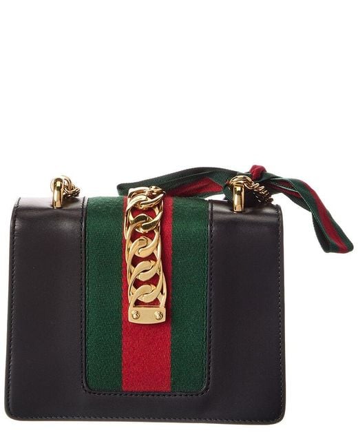 Gucci Black Calfskin Leather Mini Sylvie Chain Shoulder Bag (authentic Pre- Loved)
