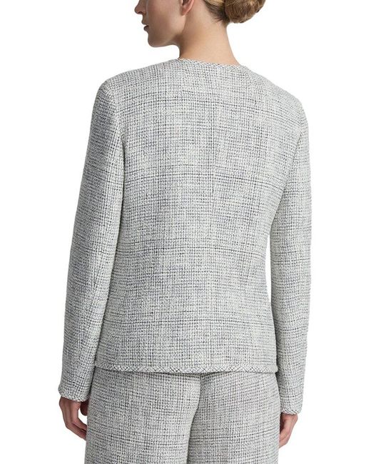 Lafayette 148 New York Gray Crewneck Patch Pocket Jacket