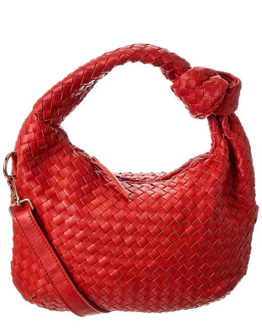 Isabella Rose Red Sylvie Hand-Woven Leather Shoulder Bag