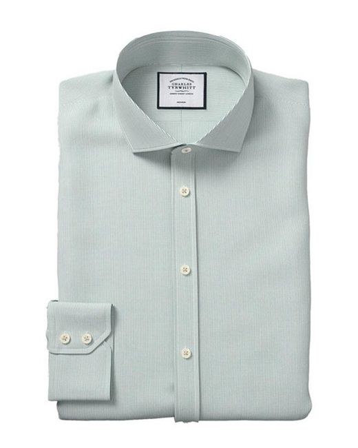 Charles Tyrwhitt Blue Non-iron 4 Way Stretch Hairline Slim Fit Shirt for men