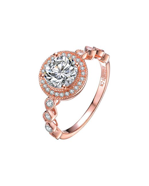 Genevive Jewelry White 18k Rose Gold Vermeil Ring