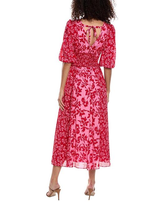 Taylor Red Printed Ditzy Yoryu Jacquard Maxi Dress