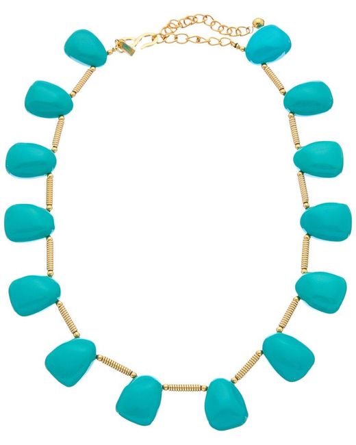 Kenneth Jay Lane Blue Plated Beaded Necklace