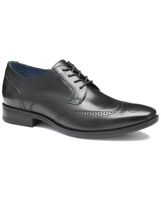 Johnston & Murphy Black Gibbons Wingtip Leather Oxford for men