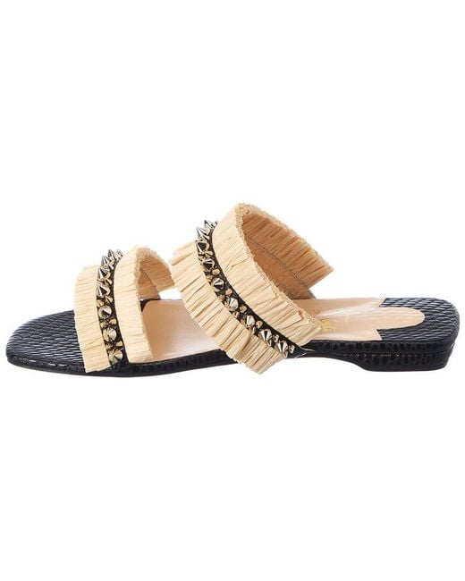 Christian Louboutin White Marivodou Raffia & Leather Sandal