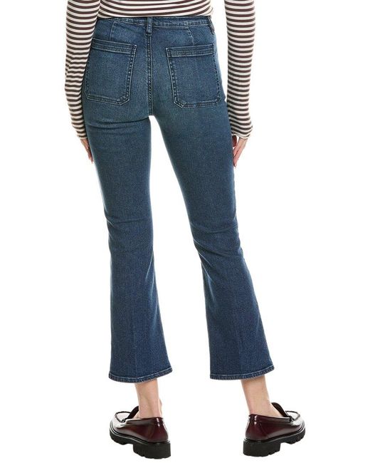 FRAME Blue Le Crop Kinmount Clean Mini Boot Bardot Pocket Jean