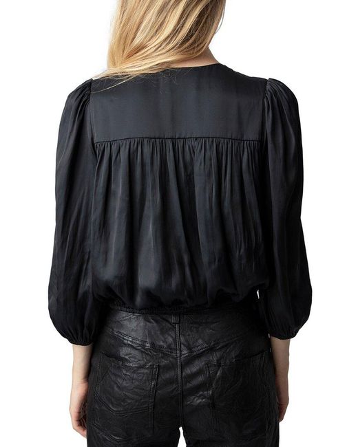 Zadig & Voltaire Black Tyfon Satin Top