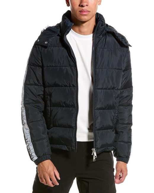ARMANI EXCHANGE Black Logo Tape Puffer Coat for men