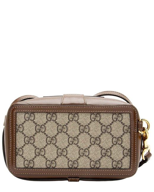 Gucci Brown Beige GG Supreme Canvas Clasp Camera Bag (authentic Pre-loved)