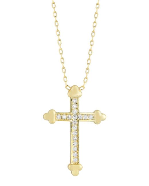 Glaze Jewelry Metallic 14k Over Silver Cz Cross Necklace