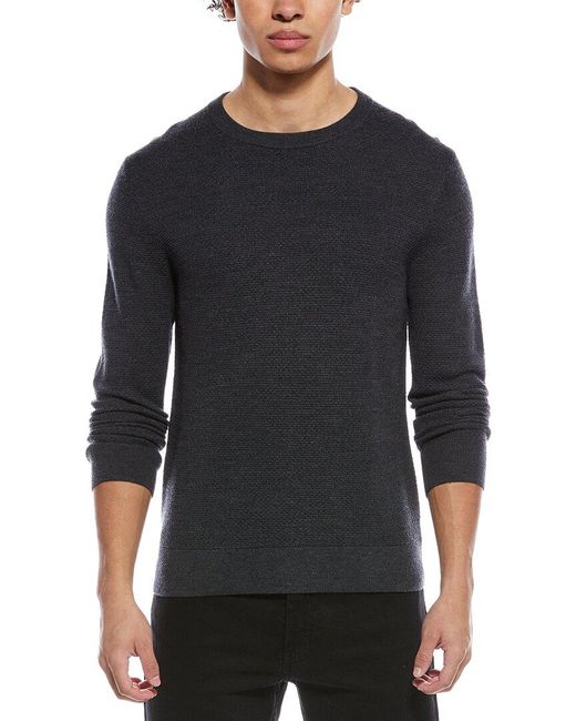 Theory Black Maden Merino Wool Crewneck Sweater for men