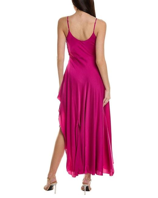 Nicholas Pink Elsie Ruffle Slit Silk-blend Gown