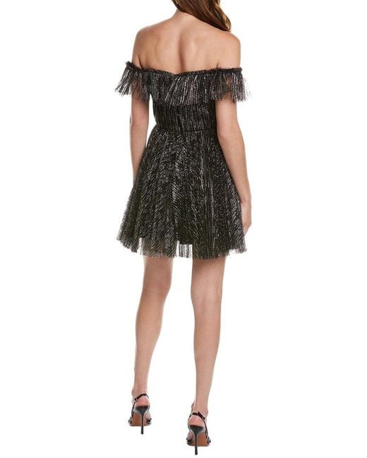 ML Monique Lhuillier Black Off-The-Shoulder Cocktail Dress