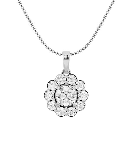 Lab Grown Diamonds White 14K 1.50 Ct. Tw. Lab-Grown Diamond Halo Pendant Necklace
