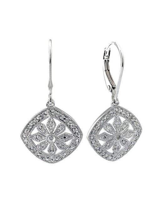 Diamond Select Cuts Multicolor Silver 0.11 Ct. Tw. Diamond Antique Lock Earrings