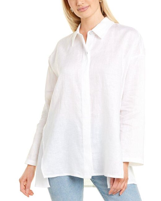Go> By Go Silk Go>silk Oversized Linen Tunic in White | Lyst