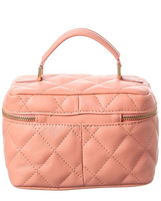 Persaman New York Women's Pink Mia16 Quilted Leather Vanity Bag